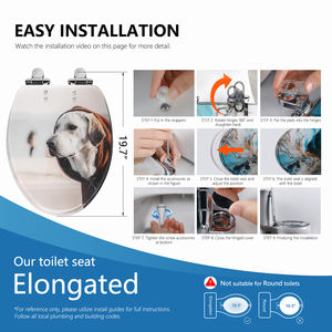 Siège de toilette pour chien en acrylique, couvercle de siège de toilette ovale, imprimé, fermeture douce, facile à nettoyer, durable, pour salle de bain moderne et amoureuse des animaux - Product Image 6