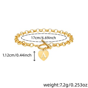 Bracelet en acier inoxydable pour femmes, pendentif en forme de cœur, chaîne O, bijoux tendance, cadeau - Product Image 4