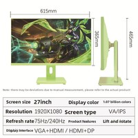27 inch IPS-monitor voor zakelijke desktopcomputers, vlak, randloos, high-definition, oogbeschermend, voor zakelijk gebruik op kantoor