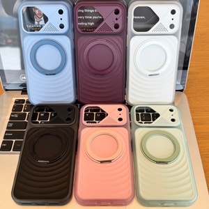 เคสโทรศัพท์มือถือแบบแม่เหล็กเนื้อแมทแบบลูกฟูกสำหรับ iPhone 18 14 15 16 17 Pro Max แบบขายส่ง พร้อมการปกป้อง 360 องศา °   ฝาครอบป้องกันขาตั้งแบบวงแหวนโลหะ - Product Image 2