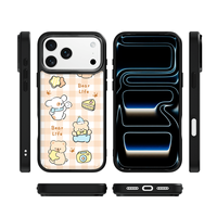 Coque de téléphone AG Feeling Black Edge avec motif d'ours étoilé doré pour iPhone 17, 17 Pro Max, 16 Pro, 15, 15 Pro Max – Coque magnétique