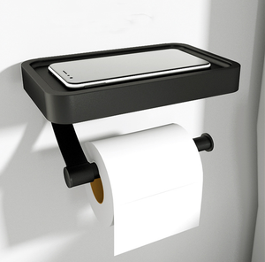 Màu Đen Nhà Vệ Sinh Giấy Lưu Trữ Chủ Đứng Treo Tường Nhà Vệ Sinh Giấy Giá Phòng Tắm Nhà Vệ Sinh Giấy Cuộn Chủ Với Kệ - Product Image 1