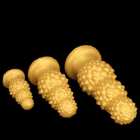 Plug anal extra large en silicone doré avec ventouse, perles de traction filetées, perles de traction Octopus, gros godemiché HMGJ2209