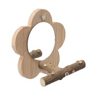 Accessoires pour perroquets : Perchoir de cage en bois de poivre du Sichuan et miroir carré en PET, jouet à mâcher pour diverses espèces d'oiseaux