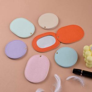 Wholesale Portable Customizable LOGO PU <b>Round</b> Leather Makeup Mirrowith Logo for <b>Small</b> Gift - Product Image 3