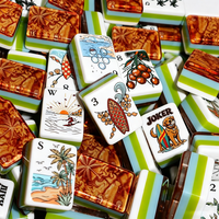 Jeu de Mahjong Américain Thème Plage Tropicale 160 Tuiles, Motif Artistique Personnalisé, Kit de Jeu de Mahjong, Cadeau pour les Amateurs de Mahjong