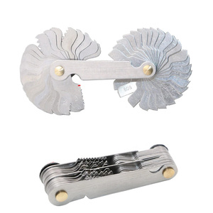 स्टेनलेस स्टील 60 और 50 डिग्री मीट्रिक इंपीरियल पेंच धागा पिच गेज ब्लेड मापने के लिए Gauging उपकरण धागा पण गेज - Product Image 3