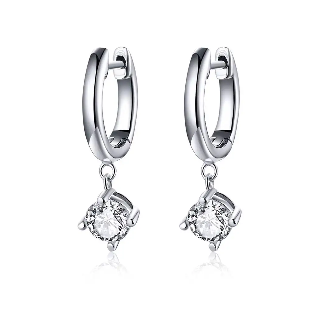 SCE553 Fashion Elegance CZ Zircon Stone Round Hoop Earrings Women Girls Ear Clip Cuff Dangle Jewelry