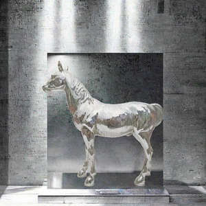 Statue de gorille en résine moderne, argentée, à motifs pixel, réaliste, peinte à la main, de luxe, écologique, pour bureau et maison - Product Image 3