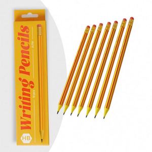 12-Piece HB Strip Pencil Set Standard Plastic Body 3 Designs Hexagonal School Student Business Use <b>Color</b> Box Packaging Black - Product Image 3
