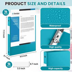 Classeur à 3 anneaux de 0,5 pouce, compatible <span class=keywords><strong>A4</strong></span>, en plastique souple, capacité de 140 feuilles, <span class=keywords><strong>avec</strong></span> 1 pochette, organisateur polyvalent pour le bureau - Product Image 2