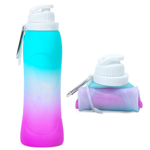 ขวดน้ำพับได้ซิลิโคน 500 มล. พกพาสะดวกสำหรับเดินทาง เดินป่า วิ่ง พร้อมห่วงคาราไบเนอร์ - Product Image 1