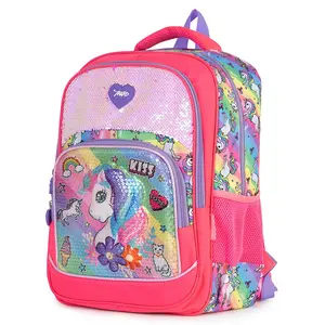 Toptan Mochilas Escolares özel 3D karikatür Led Sequins kız çocuk pembe okul çantalarını okul sırt çantası