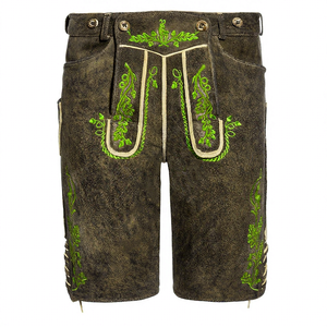 Men's Lederhosen Shorts High Waist Embroidered <b>Animal</b> <b>Pattern</b> Button Fly Vintage Breathable Casual Trachten Bavarian - Product Image 1
