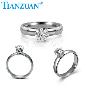 1ct 6.5mm rotondo bianco D vvs anello Moissanite colore argento gioielli in acciaio inossidabile bagno e nuoto uomo donna regalo