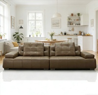Canapé convertible carré en cuir véritable, doux et confortable, avec un excellent soutien corporel, réduit la fatigue lors de longues sessions d'assise à la maison et à la villa