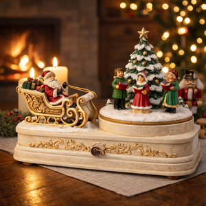 Boîte à <span class=keywords><strong>musique</strong></span> <span class=keywords><strong>de</strong></span> Noël en résine peinte à la main WeiVista, scène <span class=keywords><strong>de</strong></span> traîneau du Père Noël, sculpture décorative pour table <span class=keywords><strong>de</strong></span> fêtes - Product Image 1