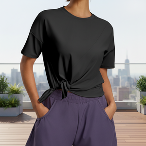 Top Deportivo Ecológico Reciclable de Corte Ajustado para Yoga y Fitness, de Secado Rápido, Transpirable, con Cuello Redondo y Manga Corta, de Spandex/Poliéster, para Verano - Product Image 3