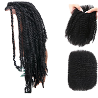 Cheveux humains vierges Remy malaisiens Afro Kinky en vrac, 10 pouces, 50g/paquet, pour tresses, dreadlocks, réparation de locs, extensions, noir