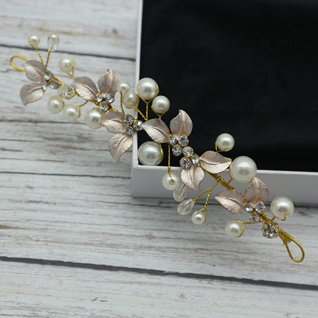 Металлические заколки в Корейском стиле с листьями, оптовая продажа, реквизит для фотосъемки, свадебные аксессуары для волос, украшения для волос из бисера