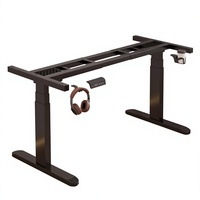 Bureau de travail et de jeu électrique réglable en hauteur avec plateau en bois massif, pieds à moteur unique, cadre de support intelligent pour ordinateur