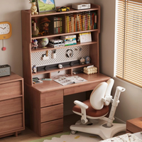 Bureau d'étude en bois de caoutchouc et métal, design moderne carré, panneau perforé, rangement flexible, ludique, pour la maison et le bureau