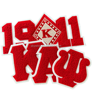 パーカー用のすべてのレッドシェニールKAYダイヤモンドアイアンオンパッチ1911年刺繍された別々の文字セットKアルファアイアンオンパッチ - Product Image 1