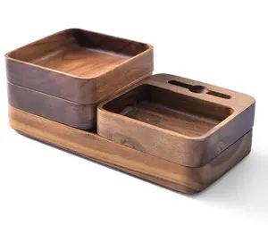 定制家用台式木质储物板相思木托盘双层干果托盘