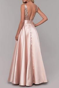 Nuovo Abito da Cerimonia con Paillettes <span class=keywords><strong>Oro</strong></span> Rosa, Scollo a V, Vestito da Damigella Femminile - Product Image 3