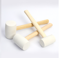 Maillet souple sans trace, absorbant les chocs et anti-rayures, pour la pose de carreaux et de meubles DIY, avec manche en bois et tête en caoutchouc blanc