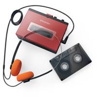 Lecteur de cassette portable pour MP3 avec entrée/sortie USB-C, batterie rechargeable intégrée, haut-parleur et microphone intégrés, style rétro