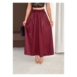 Jupe longue en similicuir brillant pour femme avec poches, 95 cm, adaptée au hijab - Product Image 4