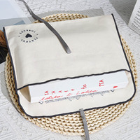 Pochette d'emballage en sergé de coton avec logo brodé personnalisé, avec nœud, réutilisable, à bords ondulés, pour foulards, vêtements et livres