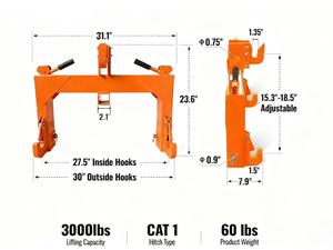 Tractor de enganche rápido de 3 puntos-Cat 1 1ton Euro | Accesorio para cargadora de ruedas de granja - Product Image 2