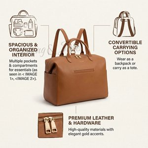 Sac à langer de luxe en cuir PU JSHENG&JISVEL |   Sac de voyage à grande capacité montable sur poussette, fermeture à glissière, plusieurs couleurs - Product Image 5