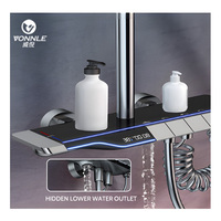 Robinet de douche moderne gris anthracite à affichage numérique, populaire, monocommande, en acier inoxydable, intelligent, avec jet céramique et fonction pause