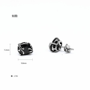 Pendientes de bola negros de acero y titanio yunnique con diseño geométrico de dragón y fénix para hombres y mujeres, joyería de regalo - Product Image 2