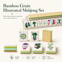 Tuiles de Mahjong Américaines de Luxe à Motif Bambou en Acrylique, Quatre Couches, Fabriquées sur Mesure, Portables et Durables, Disponibles aux États-Unis – Minimum de Commande