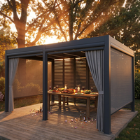 Pergola bioclimatique de luxe en aluminium avec toit à lames motorisées et orientables, abri d'extérieur pour villa, jardin, patio, balcon