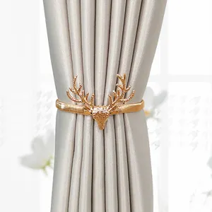 Ev dekor perde aksesuarları altın geyik perde tutucu noel perde kravat arkalıkları
