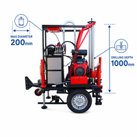 Machine de forage montée sur remorque, alimentée à l'essence, pour béton, asphalte, routes, forage diamanté, machine d'essai de sol, forage 200 mm
