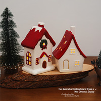 Maisons de village de Noël rouges, petites maisons de Noël en céramique mignonnes, décoration pour centre de table de Noël