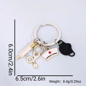 Mode émail infirmière médecin alliage porte-clés Injection seringue aiguille médical stéthoscope porte-clés pour médecin infirmière jour cadeau - Product Image 6
