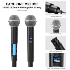 Micrófono dinámico inalámbrico de mano profesional de 2,4G para puesta en escena, micrófono de <span class=keywords><strong>Karaoke</strong></span> portátil con cancelación de ruido para estudios - Product Image 3