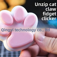 Jouet anti-stress pour clavier avec interrupteur en forme de patte de chat rose, design esthétique imprimé en 3D, propre et mignon, marque QY, QY-2739