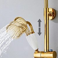Ensemble de robinetterie de douche en laiton brossé doré non revêtu, mitigeur de douche pluie en laiton doré pour salle de bain, ensemble de robinetterie de douche en laiton doré