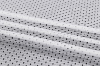 Tissu tricoté en maille perforée respirante 100 % polyester 65 g/m² imprimé pour vêtements de sport, sacs, chaussures et matériaux de matelas composites