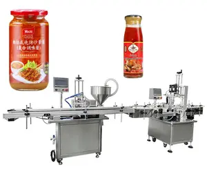 Full Automatic Bbq Sauce Ranch Sweet Onions Sauce Glass Bottle Filler Cooking Edible Oil Filling Capping Labeling Machines