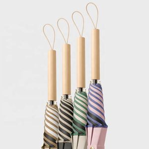 Parapluie portable personnalisé robuste 8K anti-UV coupe-vent à manche long en bois, design pétale droit, pour soleil et pluie - Product Image 4