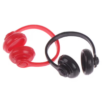 Juego de auriculares en miniatura para decoración de escena de sala de ordenadores de casa de muñecas 1 12, color negro y rojo